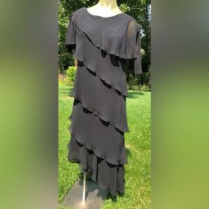 R & M Richards Elegant Black Asymmetrical Dress Special Occasion